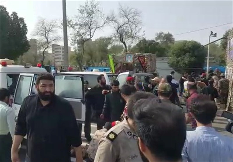 A general view of the attack during the military parade in Ahvaz