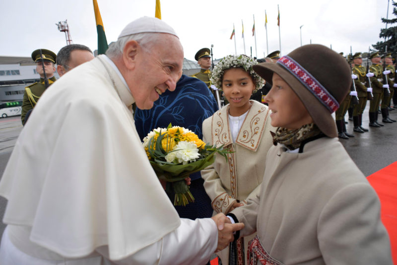 Pope Francis arrives in Vilnius