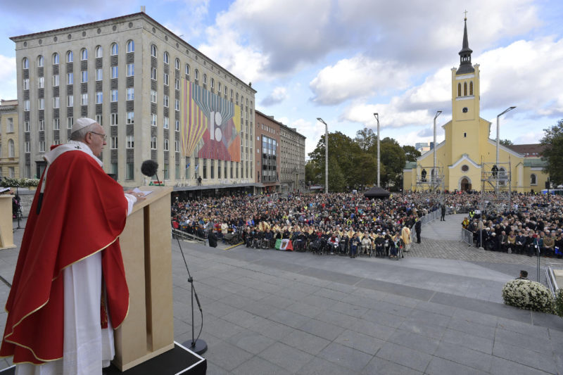 Pope Francis celebrates a Holy Mass at Freedom Square in Tallinn