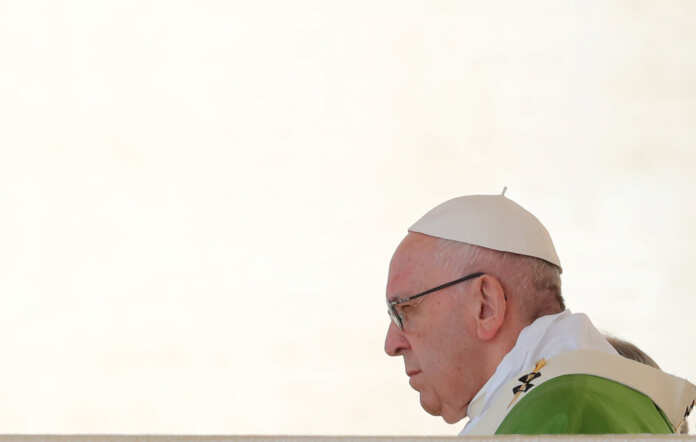 Pope Francis leads a mass for the opening of a synodal meeting in Saint Peter's square, at the Vatican