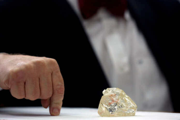 FILE PHOTO: A 709-carat diamond, found in Sierra Leone and known as the
