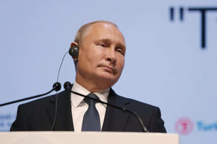 FILE PHOTO - Russian President Putin attends a ceremony to mark the completion of the sea part of the TurkStream gas pipeline in Istanbul