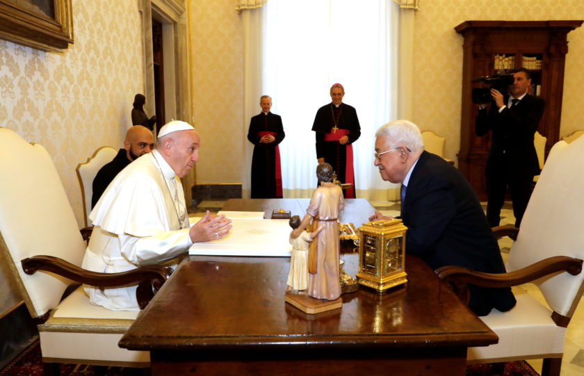 Palestinian President Mahmoud Abbas meets Pope Francis at the Vatican