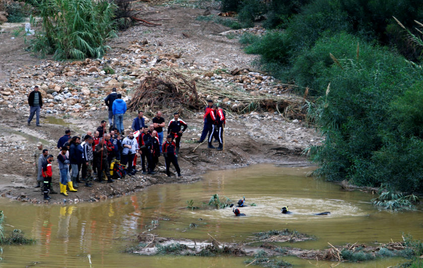 Divers search a swollen river in Kyrenia