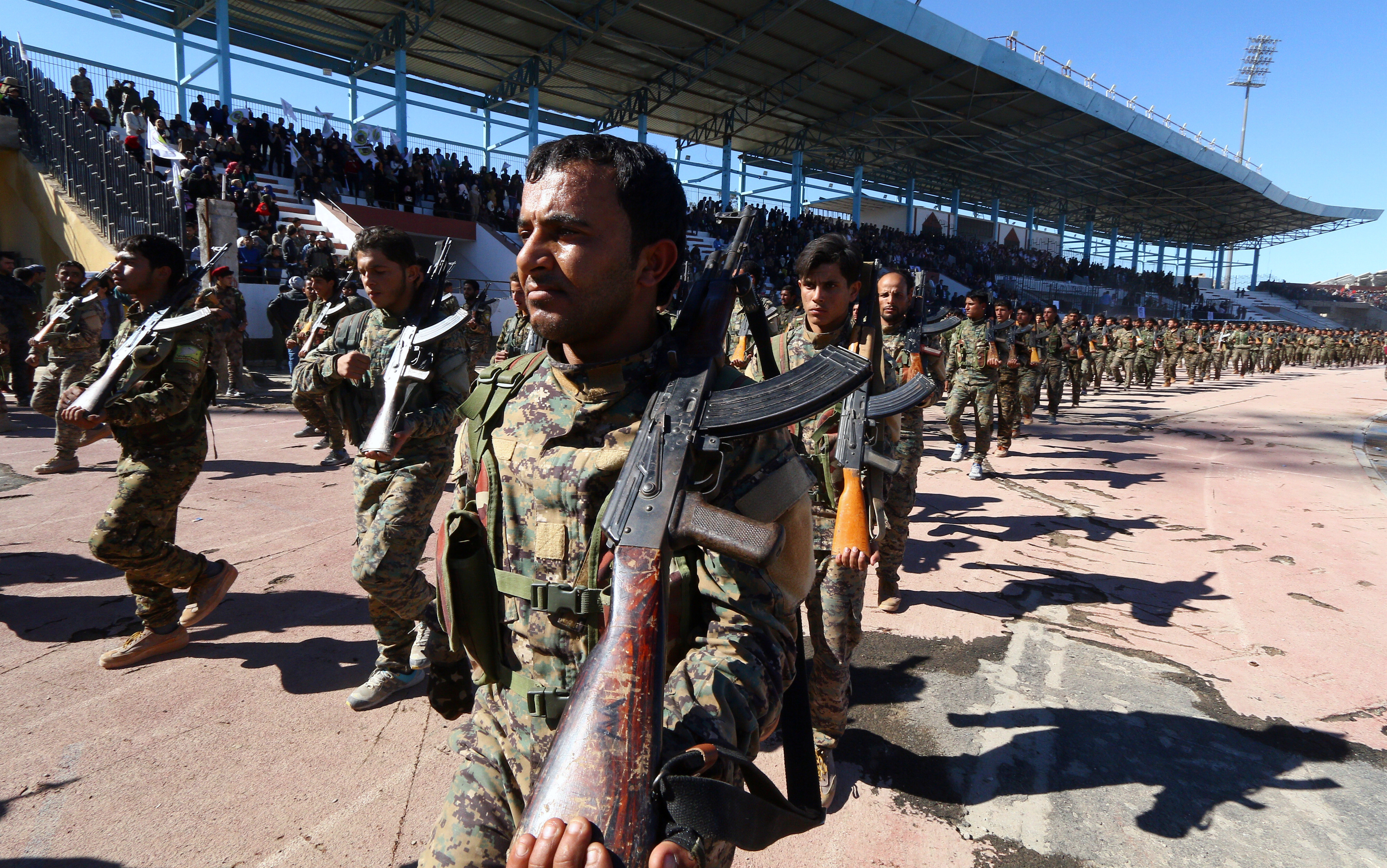FILE PHOTO - Syrian Democratic Forces (SDF) celebrate the first anniversary of Raqqa province liberation from ISIS, in Raqqa