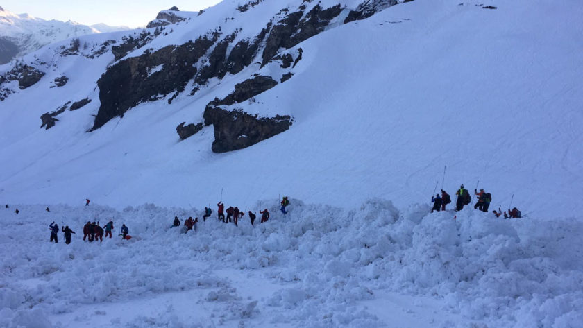 The site of an avalanche is pictured in Crans-Montana