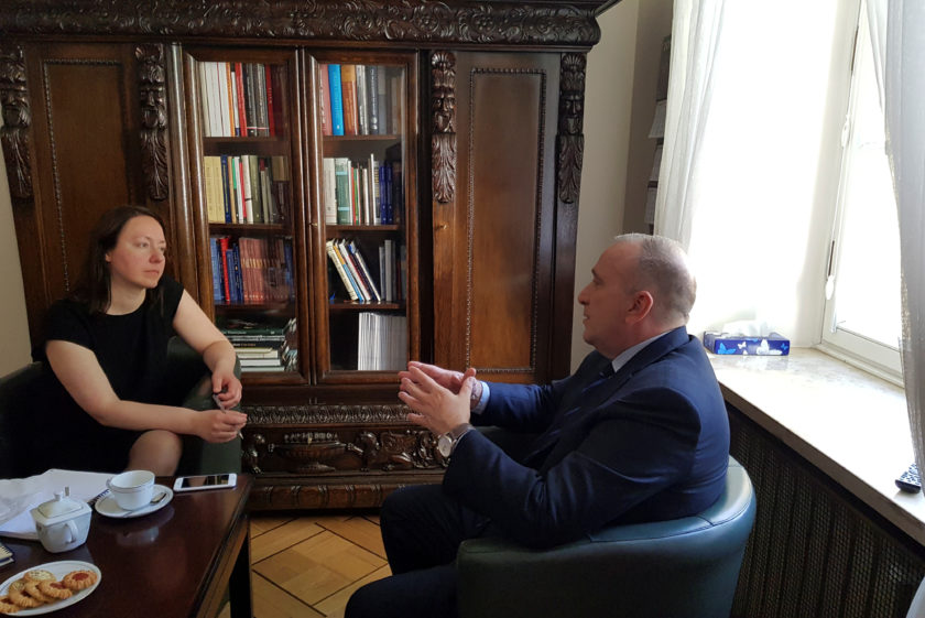 Head of the Poland's opposition party, Civic Platform (PO) Grzegorz Schetyna speaks to Reuters in Warsaw