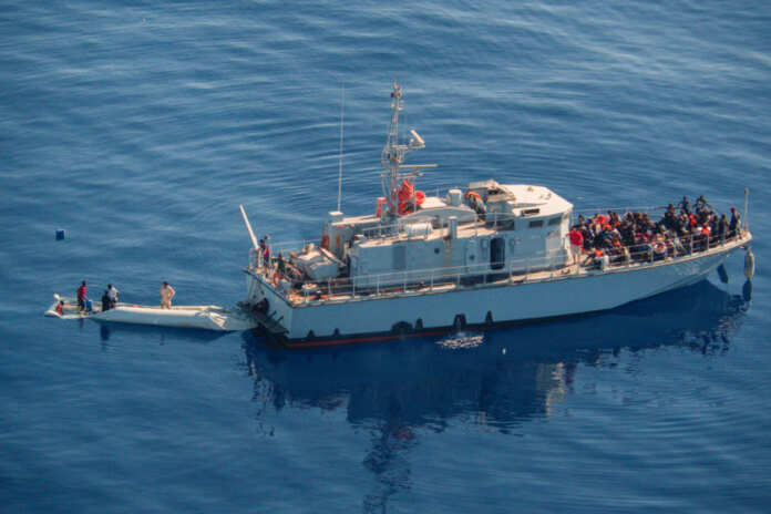 Aerial footage from Germany's Sea-Watch's Moonbird aircraft in SAR zone off Libya's coast