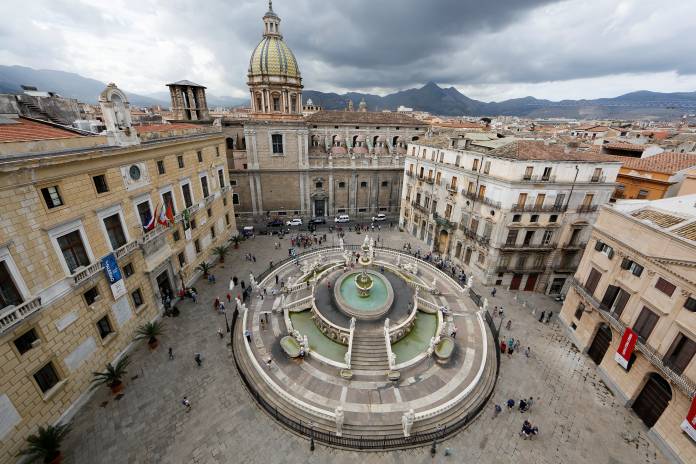 A general view of Pretoria fountain in Palermo