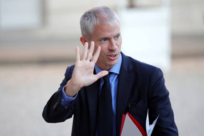 French culture minister Franck Riester arrives at the Elysee Palace for the weekly cabinet meeting in Paris