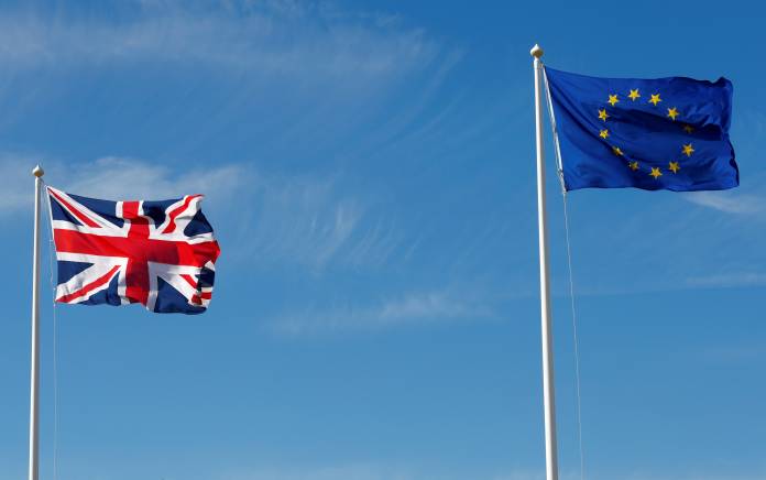 British and EU flags flutter at Tapa military base