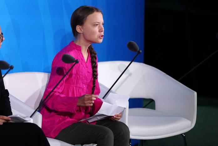 16-year-old Swedish Climate activist Greta Thunberg speaks at the 2019 United Nations Climate Action Summit at U.N. headquarters in New York City, New York, U.S.