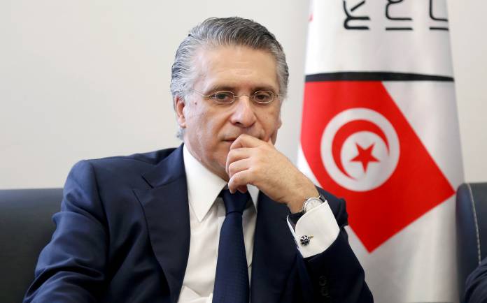 FILE PHOTO: Nabil Karoui, businessman and owner of the private channel Nessma TV, submits his candidacy for the presidential election in Tunis