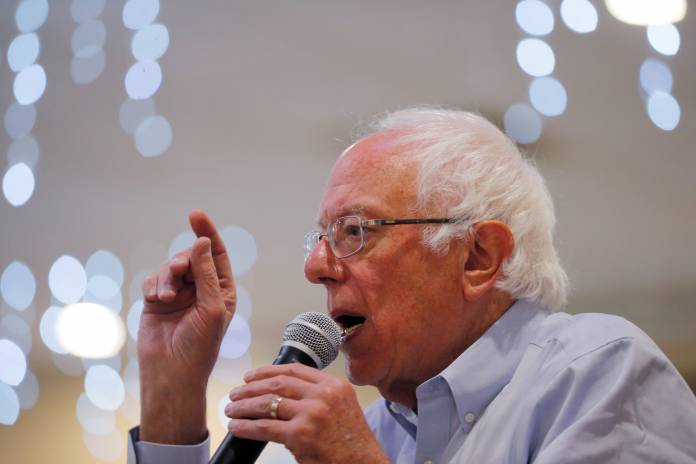 FILE PHOTO: Democratic 2020 U.S. presidential candidate Sanders speaks at a campaign stop in Hooksett