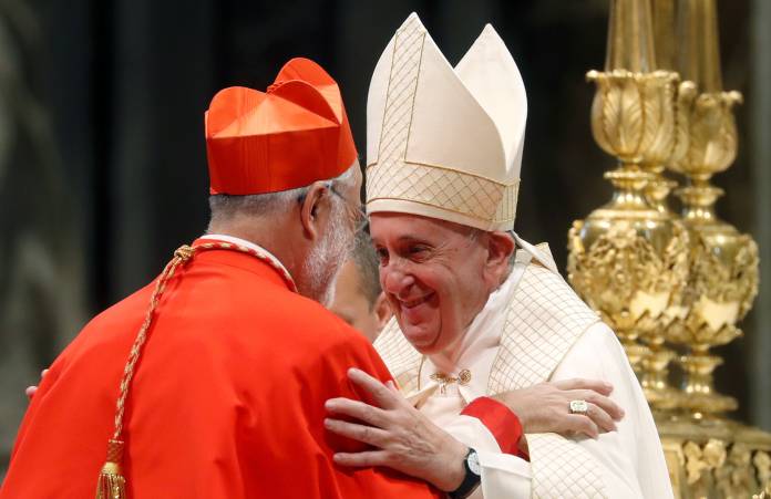 Pope Francis leads a consistory to elevate 13 Roman Catholic prelates to the rank of cardinal, at Saint Peter's Basilica at the Vatican