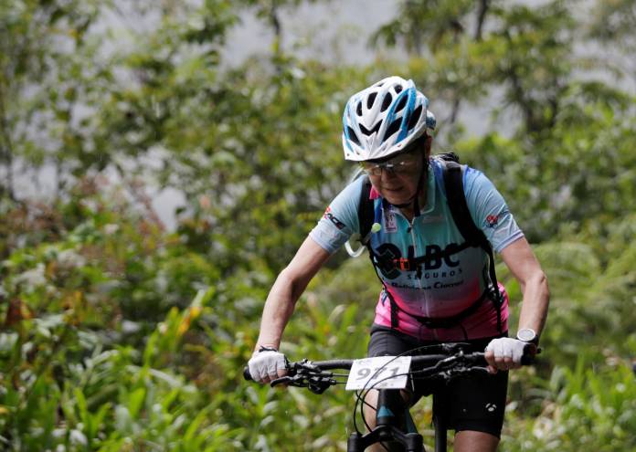 Mirtha Munoz a 70-year-old runner participates in the Sky Race, Bolivia's toughest cycling competition