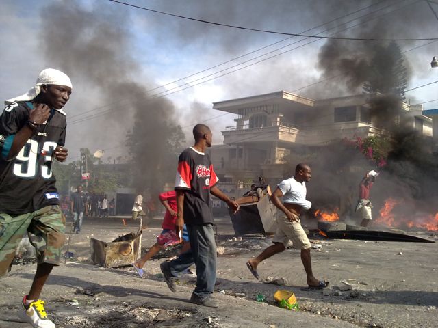 Riots in Haiti after the general elections taken place in Noivember 2010