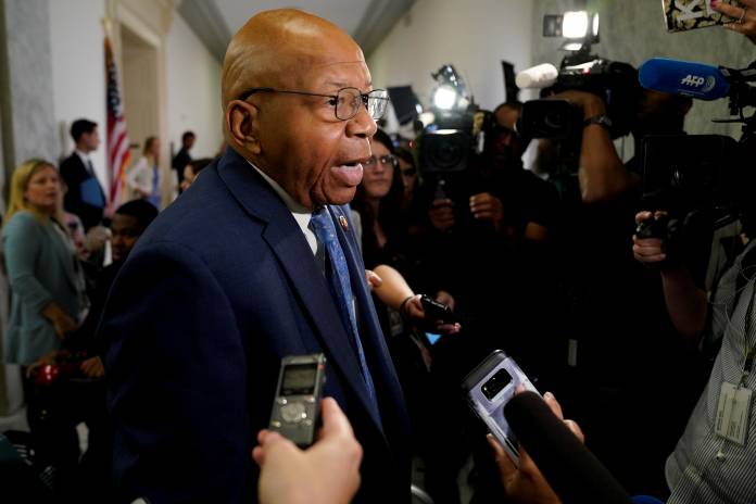 FILE PHOTO: Rep. Elijah Cummings (D-MD) speaks with reporters on Capitol Hill in Washington