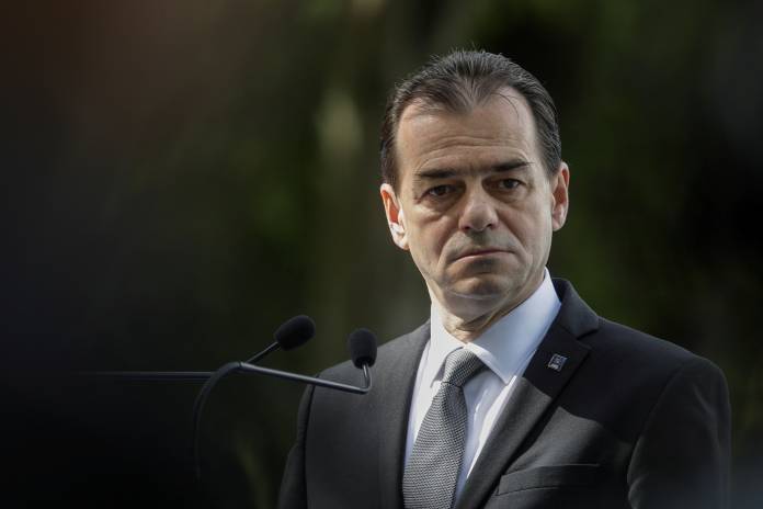 FILE PHOTO: PNL president Ludovic Orban during a news conference held by EPP leaders and Romanian President Klaus Iohannis in Sibiu