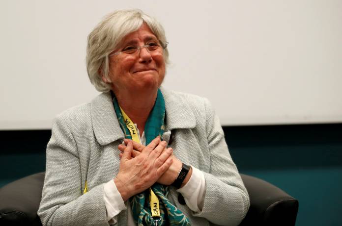 FILE PHOTO: Catalonia's former Education Minister Clara Ponsati attends a fringe meeting at the Scottish National Party conference in Aberdeen, Scotland