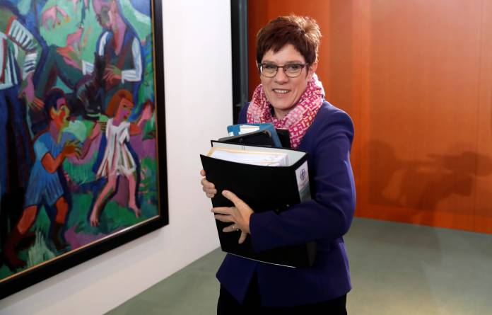 German Defence Minister Annegret Kramp-Karrenbauer attends the weekly cabinet meeting in Berlin