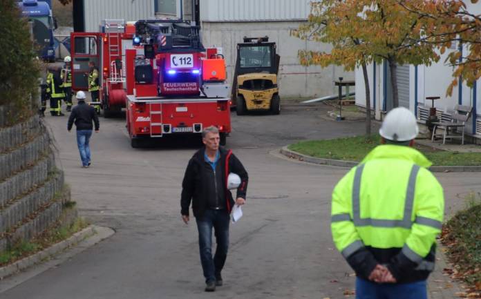 Firefighters arrive at the scene after an explosion at the Teutschenthal mine near Hall