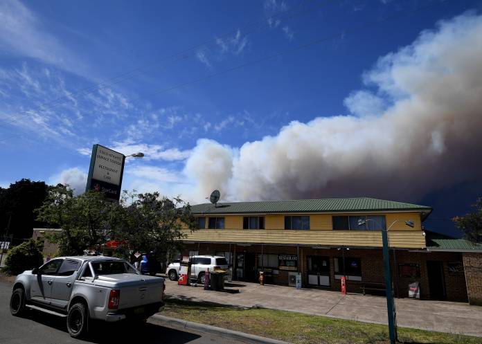 A general view of smoke from the Gospers Mountain fire near Colo Heights, north west of Sydney