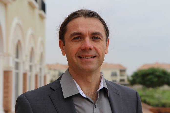 Patrick Crowley, founder and CEO of Chapul, poses for a portrait at the Global Forum on Innovations for Marginal Environments in Dubai