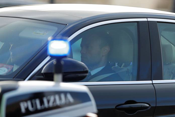 Malta's Prime Minister Joseph Muscat is seen in a car outside the Office of the Prime Minister at Auberge de Castille in Valletta Joseph Muscat