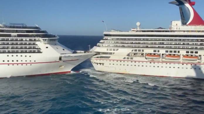 Carnival Glory cruise ship crashes into Carnival Legend at Cozumel cruise port