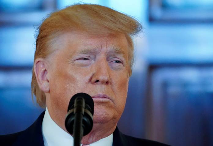 U.S. President Trump delivers statement about Iran at the White House in Washington