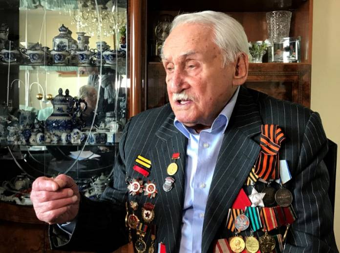 Russian Jew Dushman, who was one of the soldiers who liberated Auschwitz 75 years ago speaks to Reuters journalists in Munich