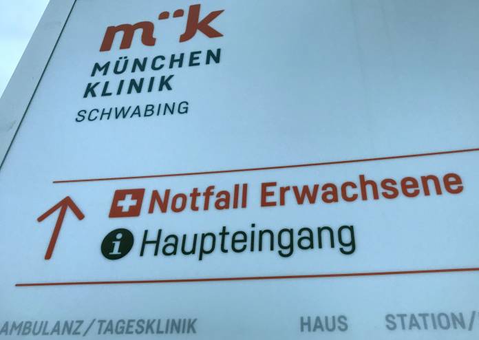 A sign for the emergency room of the Klinikum Schwabing is pictured in Munich