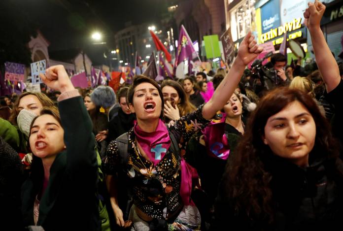 March marking International Women's Day in Istanbul March marking International Women's Day in Istanbul
