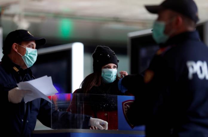 People arriving at the Roma Termini railway station have their self-certifications checked by police in Rome People arriving at the Roma Termini railway station have their self-certifications checked by police in Rome