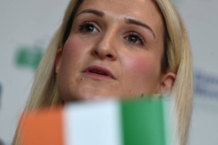 FILE PHOTO: Ireland's Minister for European Affairs Helen McEntee speaks at an Institute of International and European affairs event in Dublin, Ireland January 30, 2019. REUTERS/Clodagh Kilcoyne/File Photo