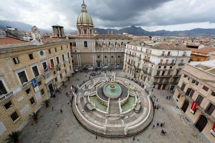 A general view of Pretoria fountain in Palermo A general view of Pretoria fountain in Palermo