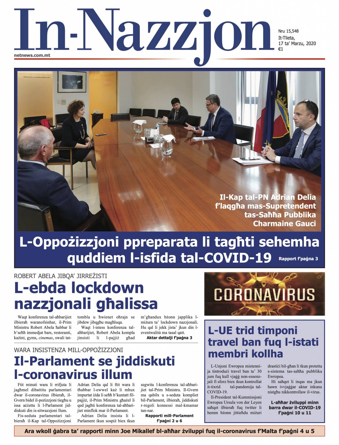 Malta's newspapers' frontpage review Newsbook