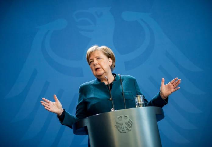 German Chancellor Angela Merkel statement on the spread of the new coronavirus disease (COVID-19) in Berlin German Chancellor Angela Merkel statement on the spread of the new coronavirus disease (COVID-19) in Berlin