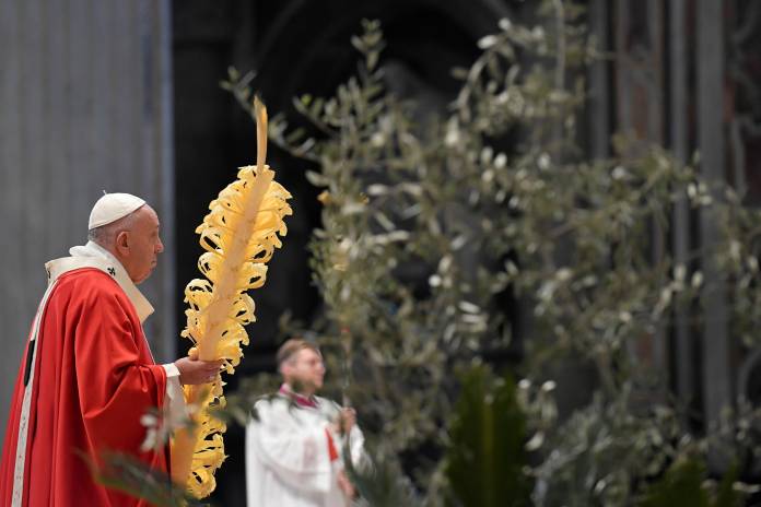 Palm Sunday mass in St. Peter's Basilica without public participation due to the spread of coronavirus disease (COVID-19), at the Vatican