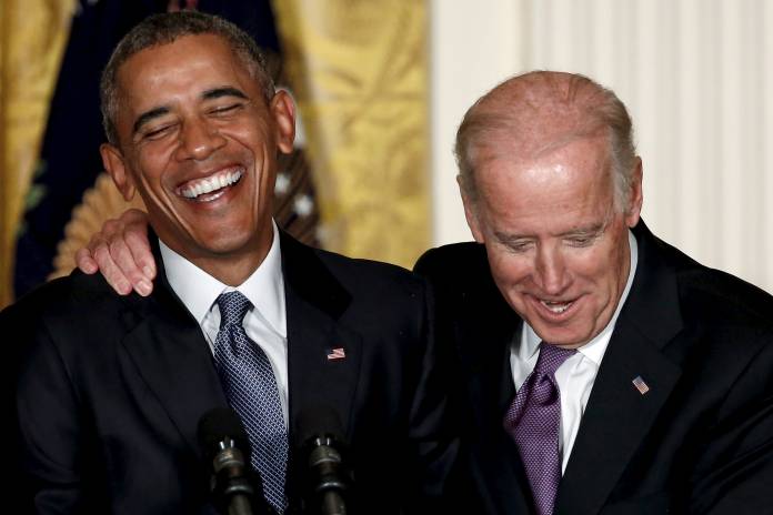 Biden interjects as Obama delivers remarks at a reception for the 25th anniversary of the White House Initiative on Educational Excellence for Hispanics at the White House in Washington