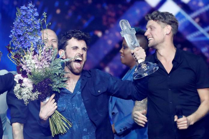 FILE PHOTO: Duncan Laurence of the Netherlands reacts after winning the 2019 Eurovision Song Contest in Tel Aviv, Israel