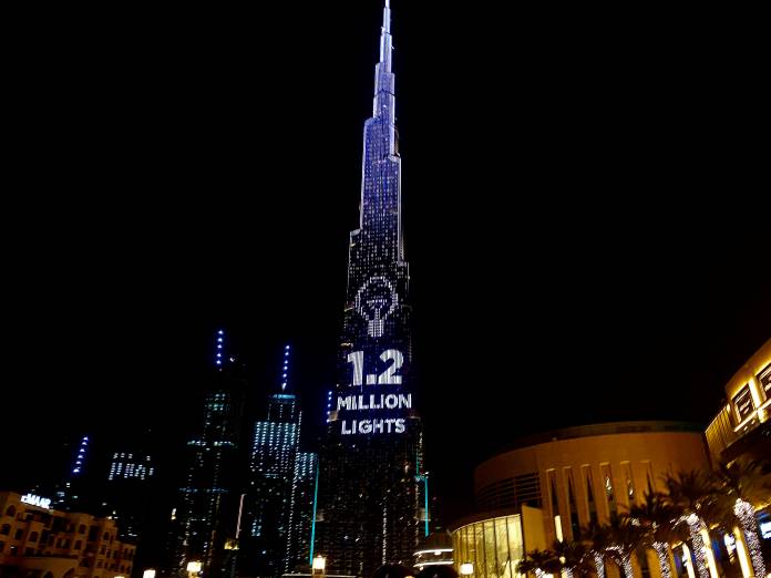 Dubai's Burj Khalifa, the world's tallest building, lit its 1.2 million lights to become the world's tallest donation box to buy meals for people hit by the impact of the new coronavirus disease (COVID-19) pandemic in Dubai