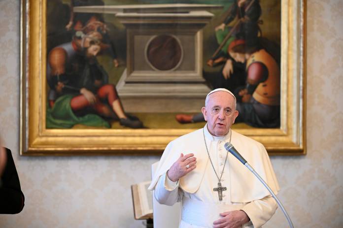 Pope Francis holds weekly general audience virtually due the outbreak of the coronavirus disease (COVID-19), at the Vatican