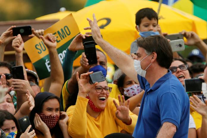 FILE PHOTO: Protest against the President of the Chamber of Deputies Rodrigo Maia, Brazilian Supreme Court, quarantine and social distancing measures in Brasilia