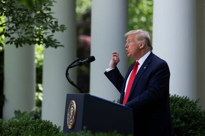 U.S. President Trump speaks about negotiations with pharmaceutical companies over the cost of insulin, at the White House in Washington