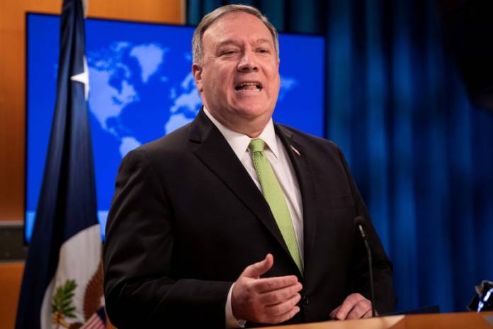 FILE PHOTO: U.S. Secretary of State Mike Pompeo speaks to the media at the State Department in Washington