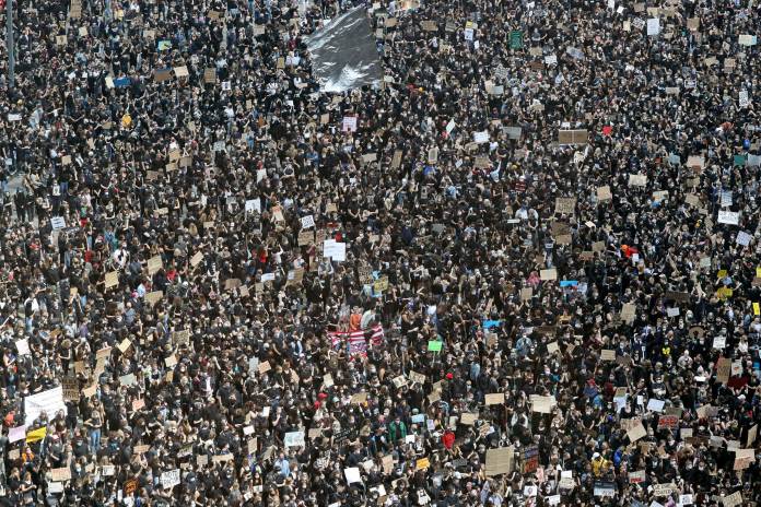 FILE PHOTO: Protest against police brutality and the death in Minneapolis police custody of George Floyd, in Berlin