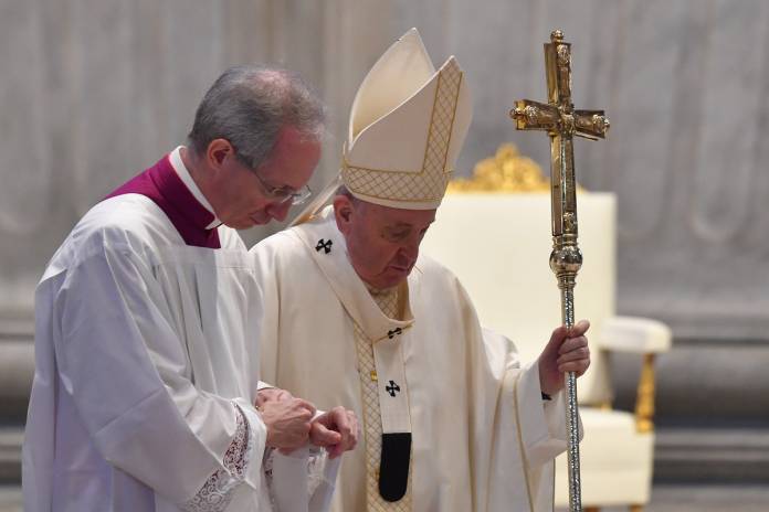 Pope Francis holds the traditional Corpus Christi feast Mass