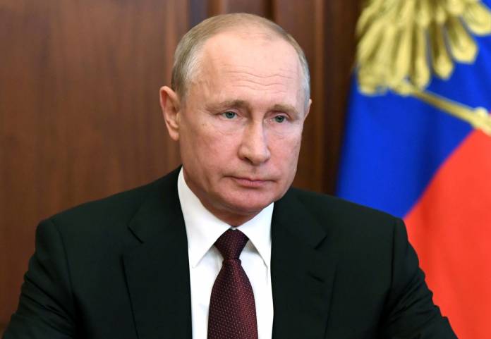 Russia's President Putin delivers a televised address to the nation in Moscow